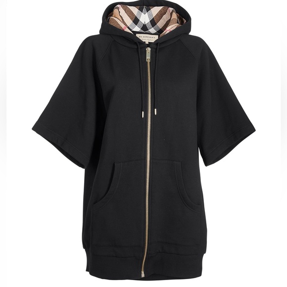 Burberry Short Sleeve Zip Up Hoodie - Men's XL